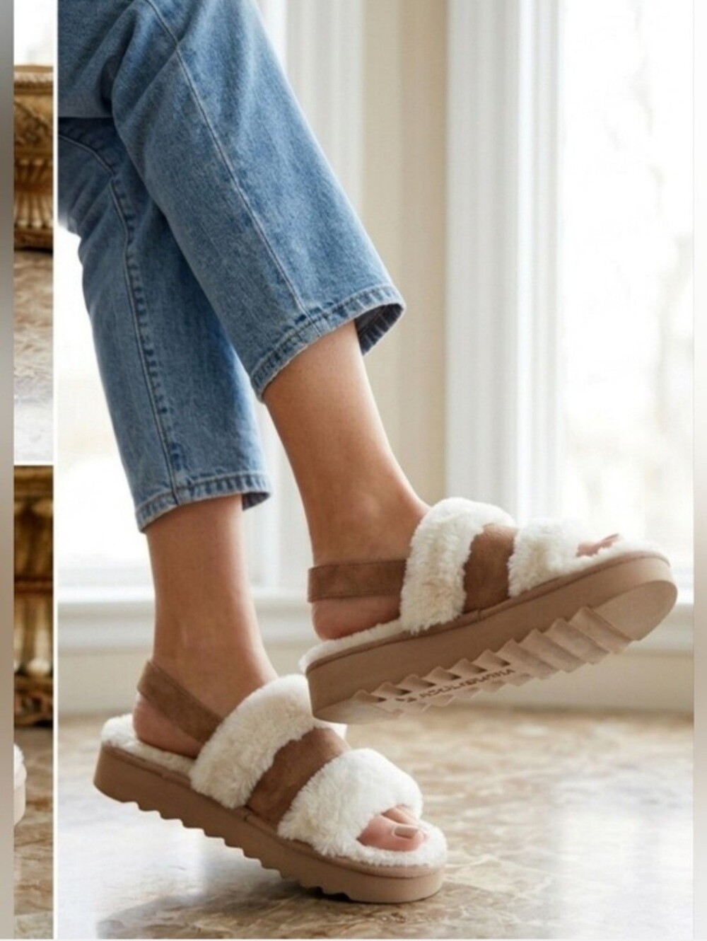 UGG Koolaburra Fuzz'd Out Faux Fur Platform Slide Sandal Slipper Women's Size 11